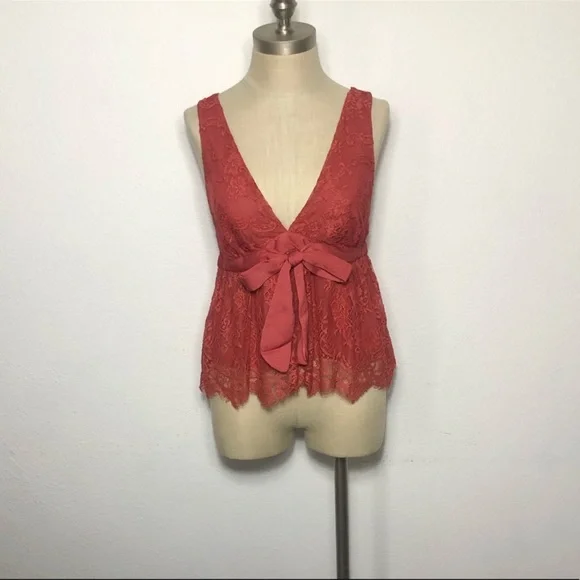 FREE PEOPLE | Frenchie Kiss Chante Lace rust sleeveless top - Picture 7 of 7